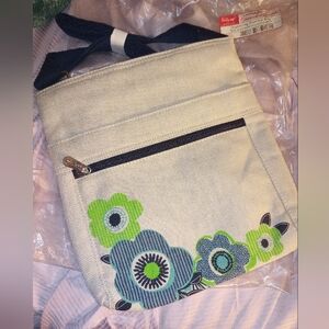 NWT Floral Canvas Organizing Shoulder Bag